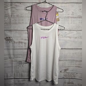 NWT 2 Nike Dri-fit Yoga Nike Tanktops Lavender And White Woman Size Small